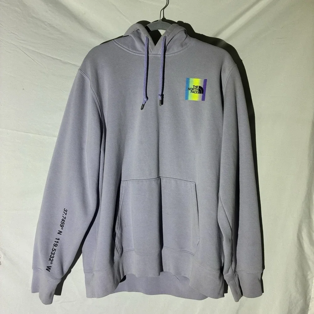 The North Face Men's XL Neon 3-D Graphic Print Logo Pullover Hoodie Drawstring